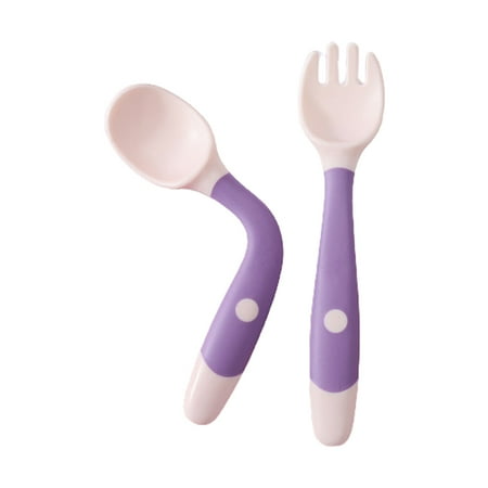 

Ziizwfa Baby Children Spoon Fork Set Soft Bendable Scoop Fork Kit Tableware Toddler Training Feeding Cutlery