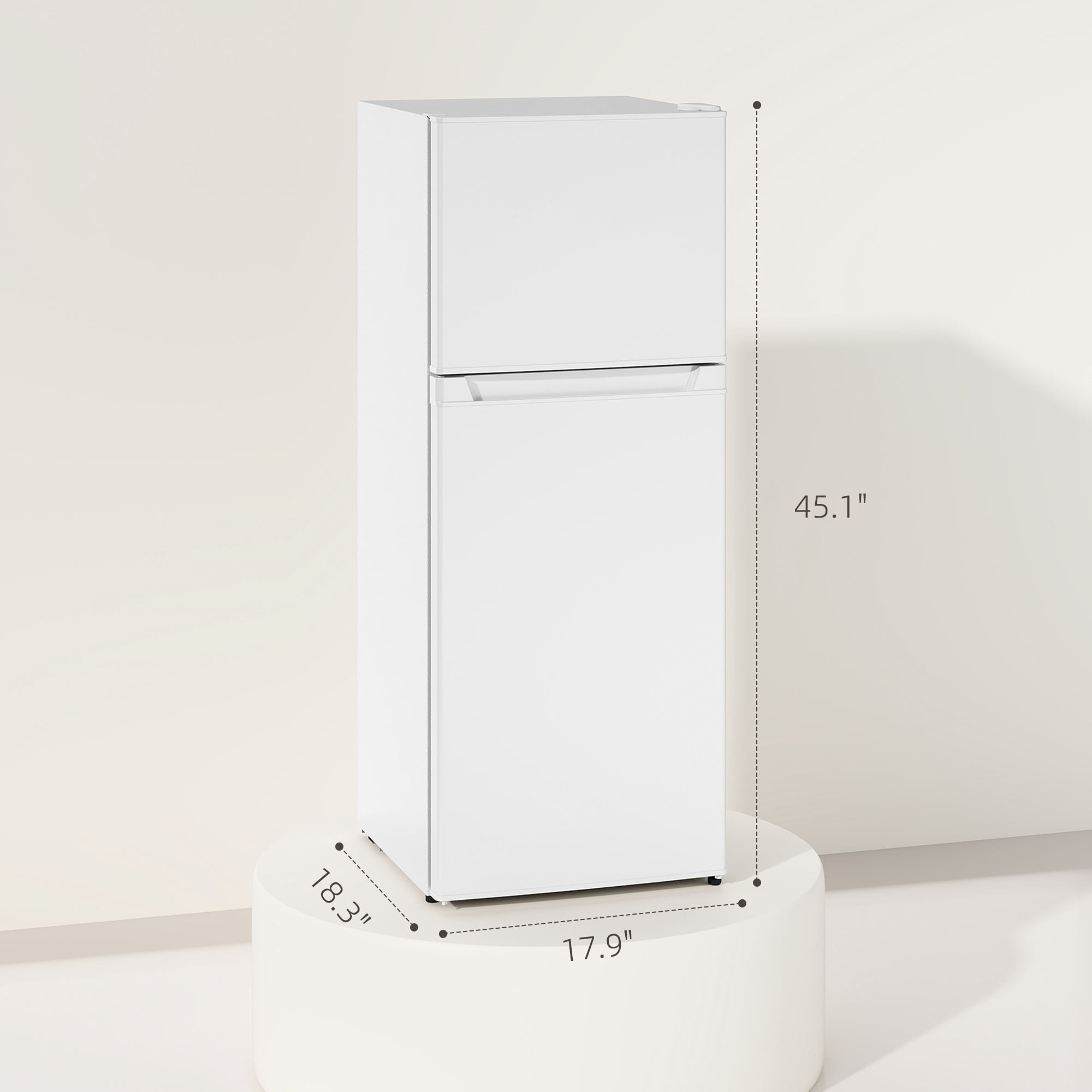 HOMCOM Small Fridge with Freezer, 4 Cu Ft Refrigerator with Shelves, White