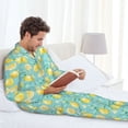 thumbnail image 6 of Susaid Yellow Lemon Print Men's Long Sleeve Pajama Set, Two-Piece Button-Down Loungewear PJs Set, Comfortable Sleepwear for Relaxation-X-Large, 6 of 7