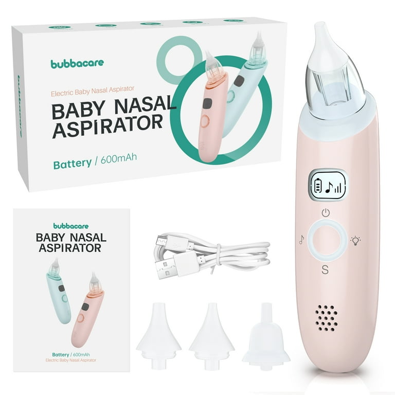 Queenmew Nasal Aspirator for Baby, Electric Nose Aspirator with 3 Silicone Tips, 3 Adjustable Suction Level, Music and Light Soothing Function, Size