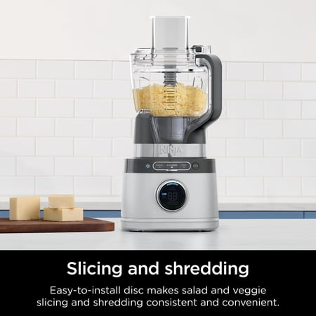 NINJA DETECT KITCHEN SYSTEM 72-OZ BLENDER, FEED CHUTE WITH SLICING & SHREDDING DISC, 3 SPEEDS, SMOOTHIES, CRUSH, CHOP, DOUGH, BLENDSENSE TECHNOLOGY, 1700PW, TB400WM SILVER