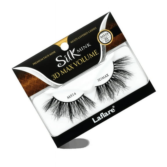 Laflare 3D SILK MINK MAX VOLUME Premium Faux Mink 25mm Extra Long Eyelashes, Cat Eyes, Wispy, Fluffy, Soft as Mink, Multi-layered Dramatic Volume False Lashes