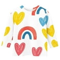 thumbnail image 3 of Hauts de Mode Décontractés pour Enfants, Chemises à Col Rond Manches 3/4 Design Cœur, 3 of 5