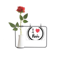 thumbnail image 1 of I Love Paris Words Pattern Artificial Rose Flower Hanging Vases Decoration Bottle, 1 of 3