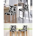 thumbnail image 5 of Black and White Bar Stool Covers Set of 6, Farmhouse Cow Black White Stretch Washable Bar Chair Covers with Backs, Removable Pub Counter Height Chair Cover for Kitchen Dining Room Cafe, 5 of 7