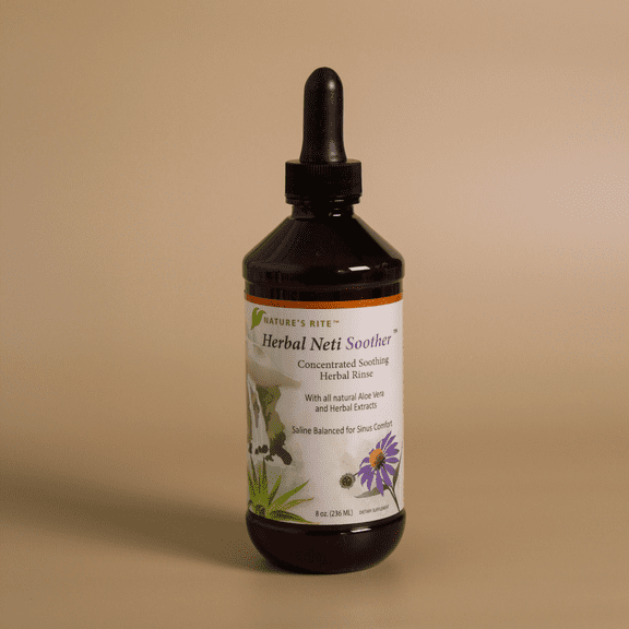 Nature’s Rite Herbal Neti Soother, 8oz Nasal Rinse Concentrate with Aloe Vera & Herbal Extracts, Saline-Balanced Formula