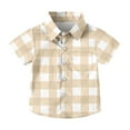 thumbnail image 3 of Bovxnpu Kids Summer Tops, Toddler Boys' Button Down Shirt, Toddler Kids Boys Girls Cute Lattice Pocket Print Short Sleeves Casual School Uniform Top Shirt 5 Years, 3 of 8