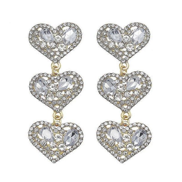 Pendiente de diamantes de imitación con forma de corazón multicapa popular de Bohemia para mujeres y niñas, pendiente colgante de aleación, accesorios de joyería para fiestas en la playa, color 2