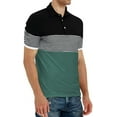 thumbnail image 2 of YTD Men's Short Sleeve Polo Shirts Casual Slim Fit Contrast Color Stitching Stripe Cotton Shirts, 2 of 4
