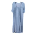 thumbnail image 5 of Bovxnpu Nightgowns for Women Short Sleeve Sleepshirt Loungewear Cotton Soft Pleated Long Nightgown Sleepwear, 5 of 8