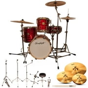 Sawtooth Command Series 4-Piece Drum Set with 16" Bass Drum, Hardware & Zildjian ZBT Cymbals, Red Mirror Metallic ( box 1 of 3)