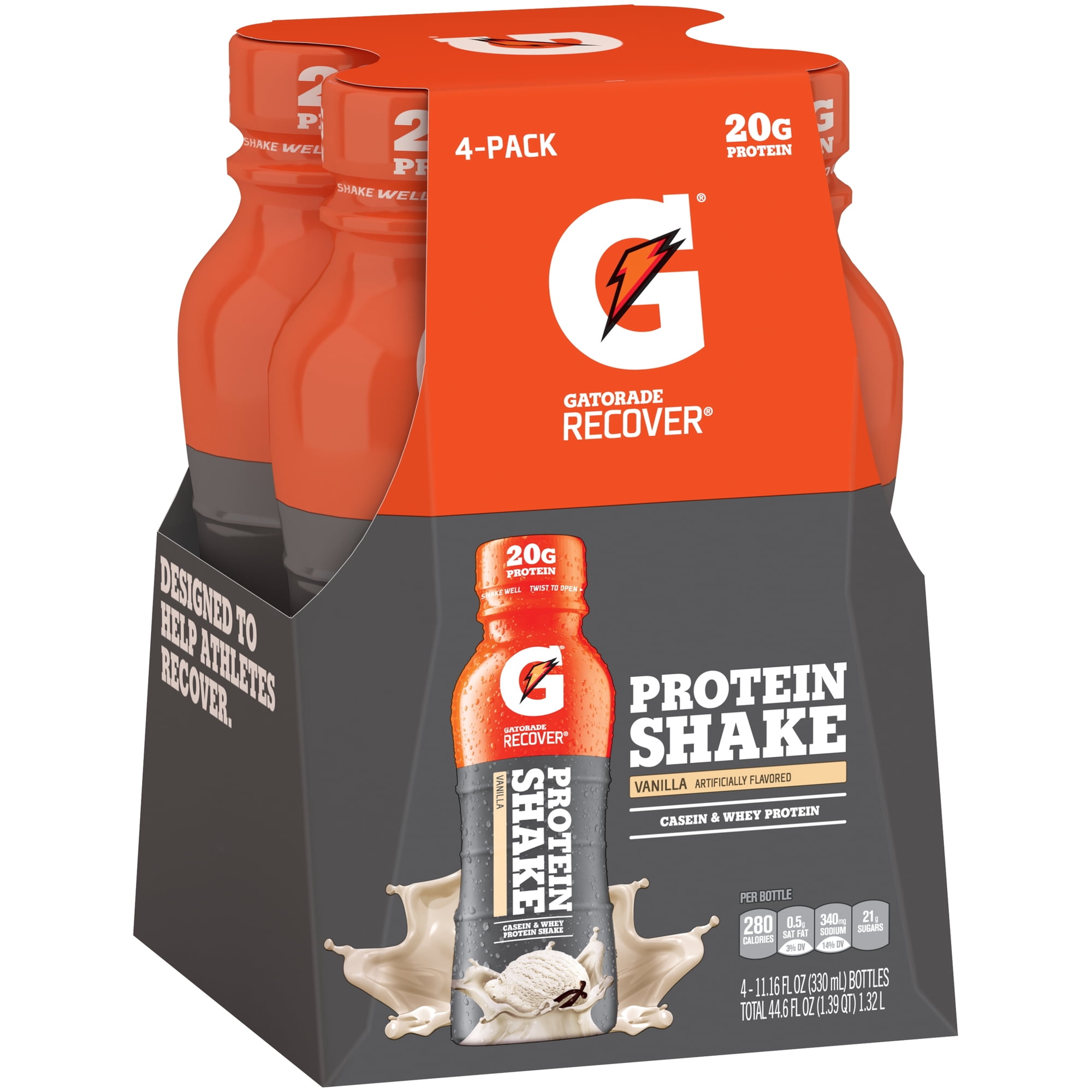 Gatorade Recover Protein Shake, Vanilla, 20g Protein, 4 Ct