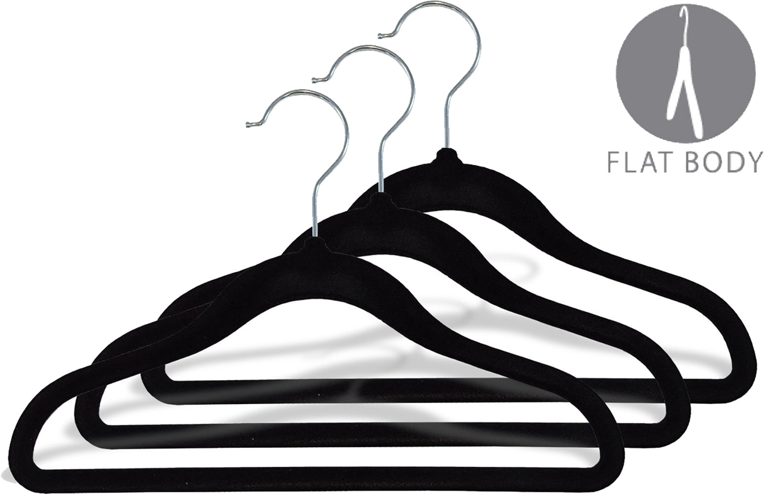 International Hanger Kids Black Slim Flocked Non-Slip Suit Hanger for Tops or Bottoms, 25 Pack