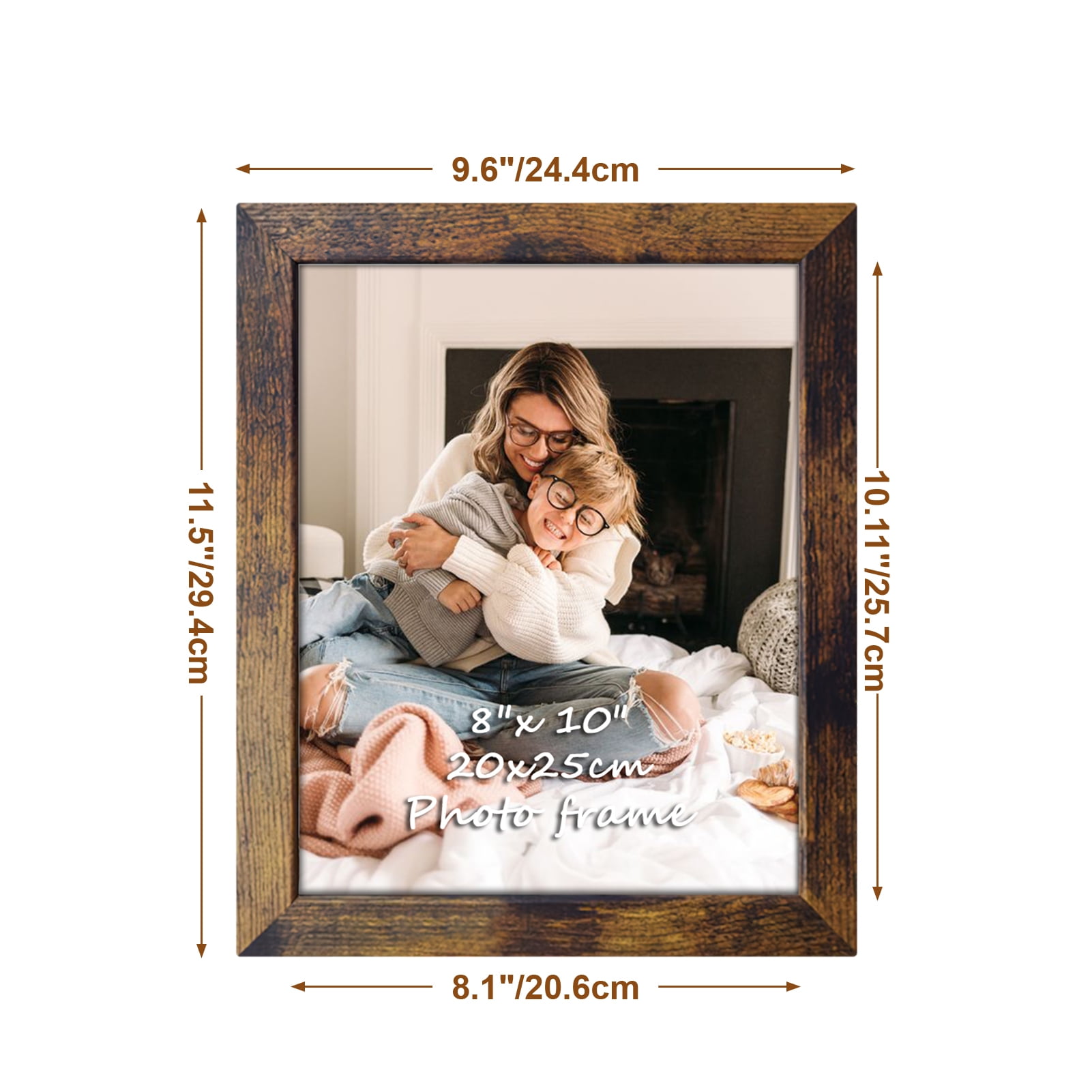 7 Pack 8x10 Picture Frames Set, Brown 8 by 10 Photo Frame for Wall Hanging and Desktop Display