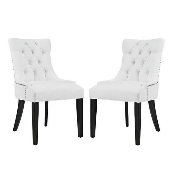Home Square 2 Piece Upholstered Faux Leather Dining Side Chair Set in White