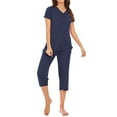 thumbnail image 4 of ziyahi Ensemble de Pyjama pour Femmes Aguichant Col en V Haut Pantalon Modal, Bleu, P, 4 of 7