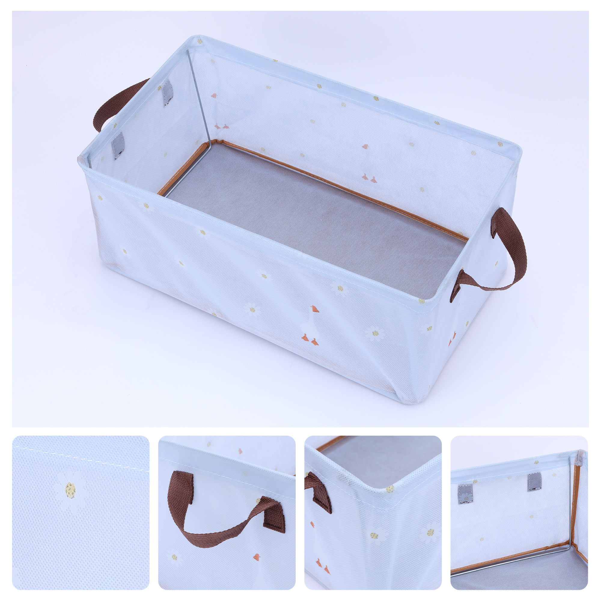 Unique Bargains Storage Cube, 1 Pack Fabric Storage Bins with Handles Blue