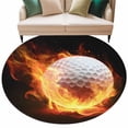 thumbnail image 2 of Golf Ball Round Area Rug 7 FT, Non Slip Living Room Area Carpet, Sport Modern Glowing Burning Classic Art Washable Soft Circular Rug Non-Shedding Floor Carpet for Bedside Office Play Room Classroom, 2 of 9