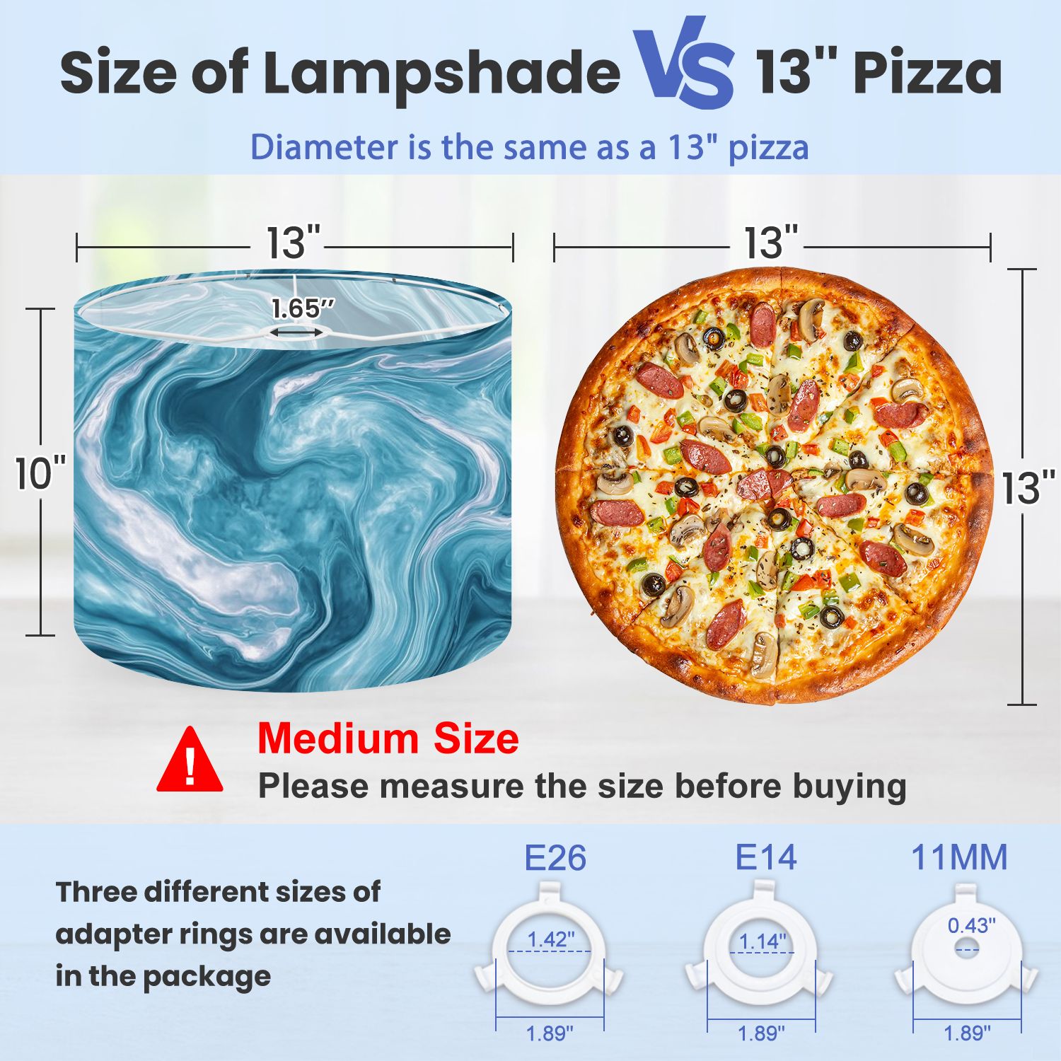 Lampshades 2 Pack teal blue water 13"x13"x10" Light Shade for Table Lamps Floor Lamps Drum Lamp Shades Lampshade Replacement Easy Assembly