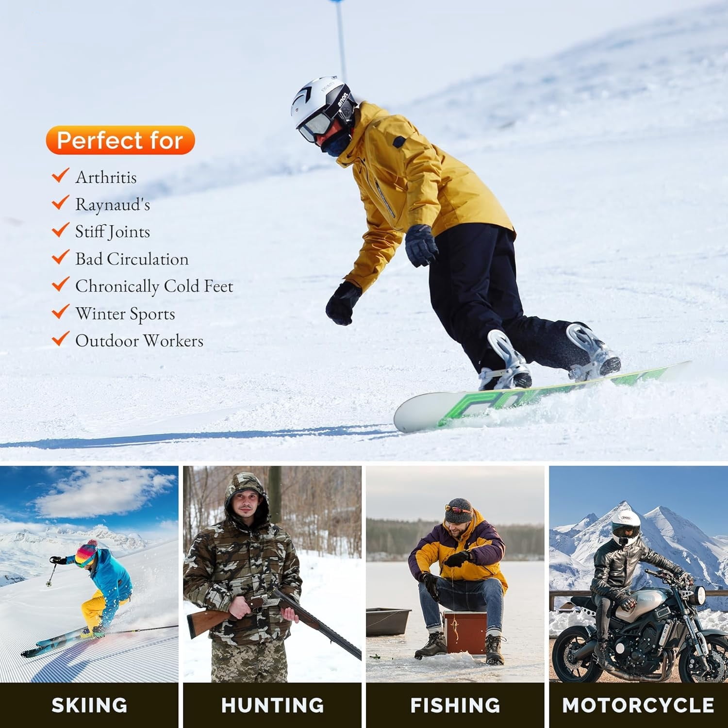 SNOW DEER Heated Socks for Men Women with APP Control,7.4V Electric Rechargeable Battery Heating Socks Men Women for Hunting Fishing Camping Hiking Motorcyle Ski Skating Warm Socks Foot Warmer