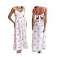 thumbnail image 2 of LMLYSoH Women Slip Dress, Spaghetti Straps V-neck Backless Bow Floral Swing Dress Summer Long Dress for Cocktail Party, 2 of 9