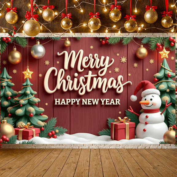 Festive Design Merry Christmas New Year Background Decor Snowman Holiday Banner for Celebration Indoor Decoration Party