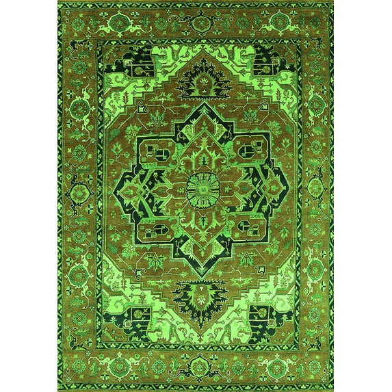 Ahgly Company Indoor Rectangle Oriental Green Industrial Area Rugs, 6' x 9'