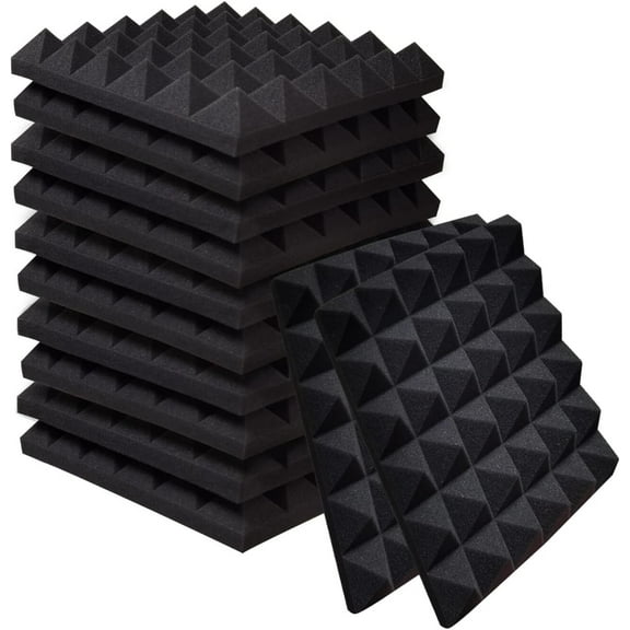 XgoodX 12~96PACK 12"X12"X2" Pyramid Acoustic Foam Panel Studio Soundproof Wall Tile-12 Pack