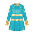thumbnail image 3 of Alvivi Girls Cheer Leader Costume Halloween Cosplay Dress Up Long Sleeve Rhinestone Dance Dress Light Blue 6, 3 of 5