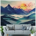 thumbnail image 4 of PRATYUS  Mountain Tapestry,  Watercolor Tapestry Nature Tapestry Tapestry Sun Sunset Tree Landscape Tapestry Mountains Teal Mountain Tapestries Lake Birds Tapestry for Bedroom Painting, 4 of 6