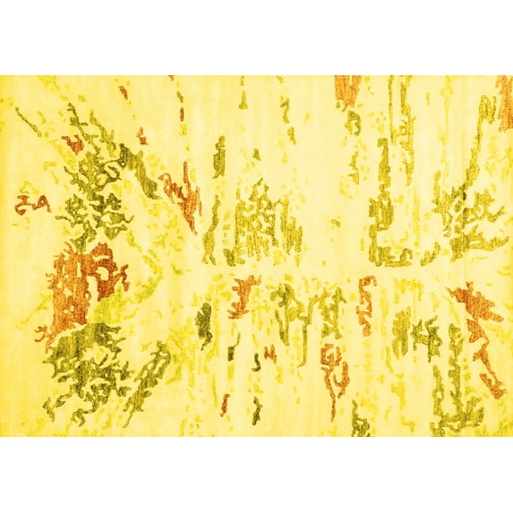 Ahgly Company Indoor Rectangle Solid Yellow Modern Area Rugs, 2' x 4'