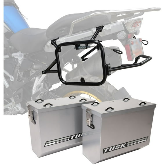 Tusk Aluminum Panniers with Pannier Racks V2 Medium Silver For BMW R1200GS 2013-2016