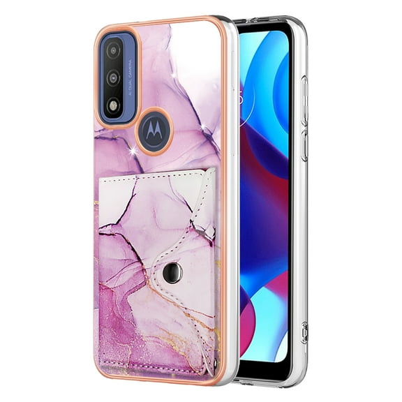 TECH CIRCLE Stylish Case for Motorola Moto G Power 2022 (6.5") - Premium TPU/PU Leather Phone Case [Built-in Wallet Feature] Lightweight Cute Marble Durable Cover, Purple