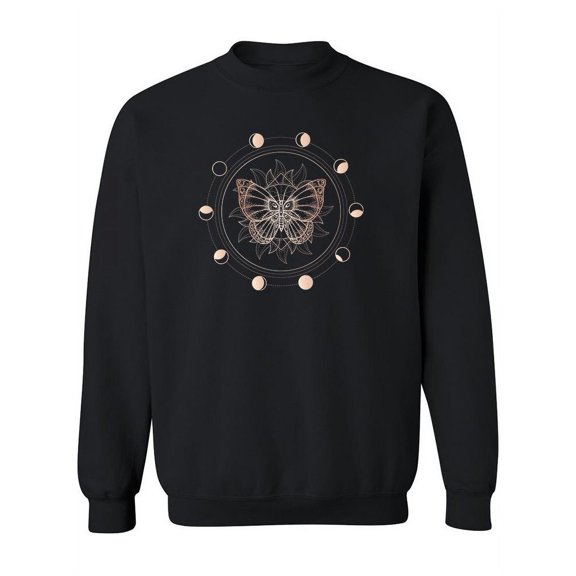 Moon Phases And Butterfly Sweatshirt Women -Image by Shutterstock, Female 3X-Large