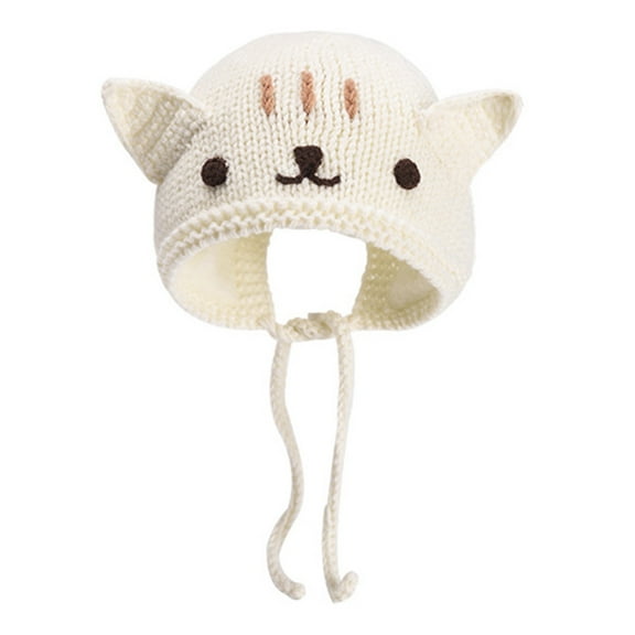 lanema Sweet Casual Children Cute Kitten Lace-up Baby Knitted Hat Cute Knitted Beanie Hat Knitting Cap Autumn and Winter