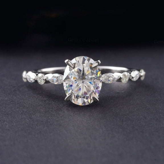 Cora Jewellery 2TCW Oval Moissanite Engagement Ring For Women, 14K Yellow Gold