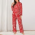 thumbnail image 2 of Picia Beef Pattern Women’s Long-Sleeve Sleepwear Set - Soft 2-Piece Loungewear with Pockets, Comfy PJs for Relaxing Nights-X-Large, 2 of 7
