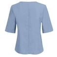 thumbnail image 5 of Summer Saving Wycnly Womens Blouses and Tops Dressy Casual Solid Plus Size Soft Breathable Cotton Linen Tshirts Summer Plain V-Neck Elbow-Length Cute Tees Tops Light Blue s, 5 of 5