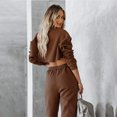 thumbnail image 2 of RQYYD Women's Two Piece Tracksuit Long Sleeve Crop Top Long Pants Outfits Jogger Sets with Pockets on Clearance (Coffee,L), 2 of 5