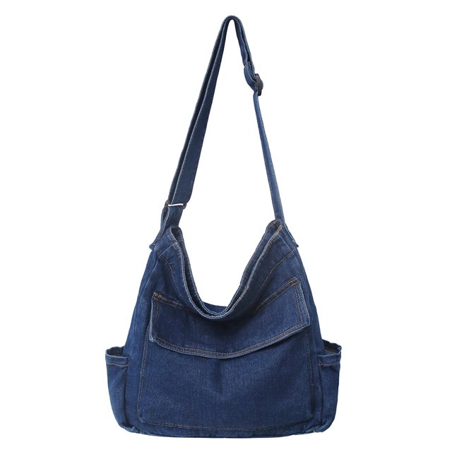 Bolso Bandolera Bolso de viaje para mujer Bolso bandolera escolar de mezclilla retro de gran capacidad (Azul oscuro) Ehuebsd Para Estrenar