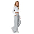 thumbnail image 2 of Ruyang Kids Wide Leg Sweatpants Elastic Waist Drawstring Jogger Trousers Loose Fit Fall Lounge Sweat Pants for Girls, 2 of 9