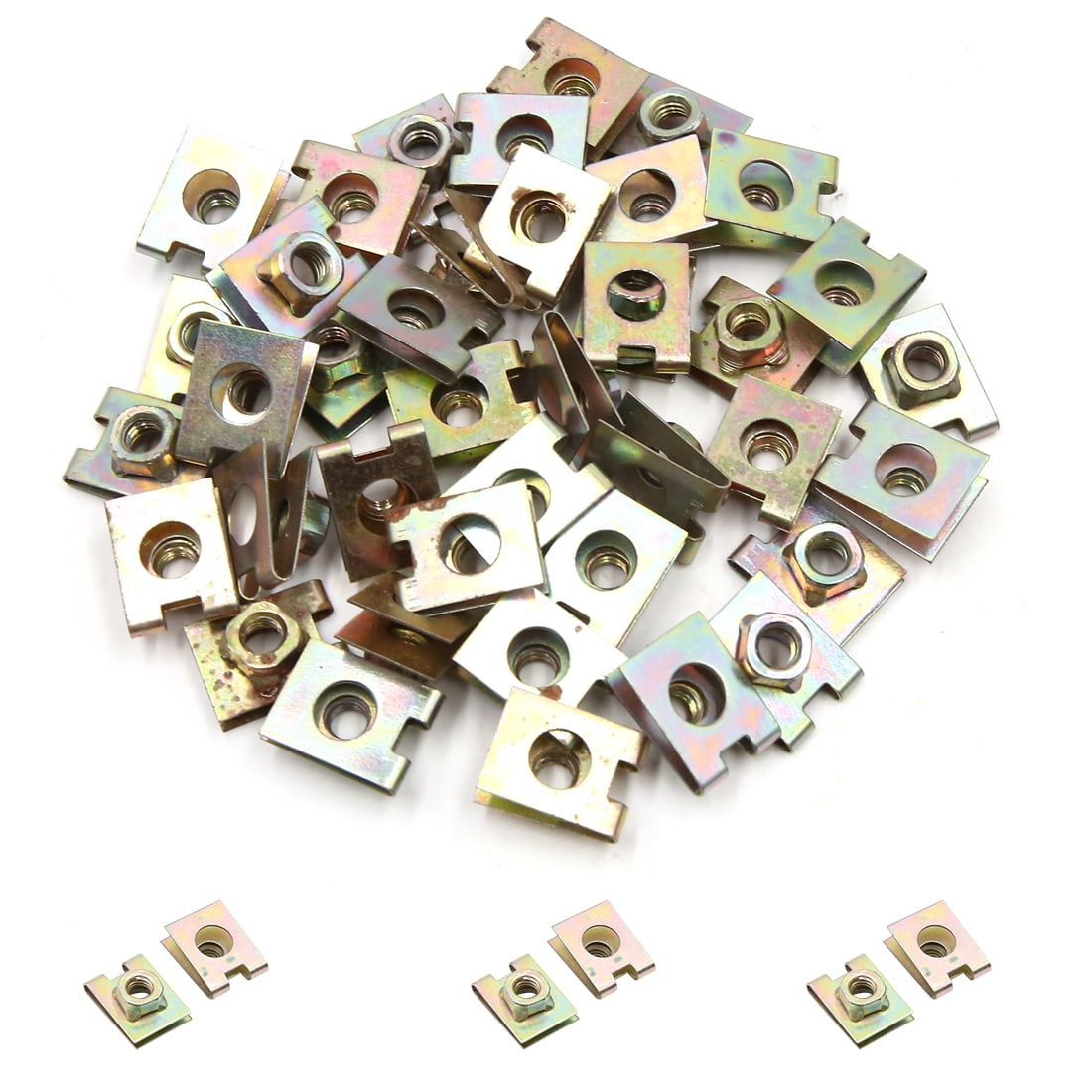 40pcs 6mm Hole Spring Metal Plate U-Type Clips Speed Nuts for Car Panel Fender