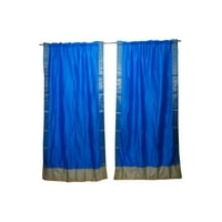 Mogul Blue 2 Sari Curtain Drape Panel Window Treatment 84 inch