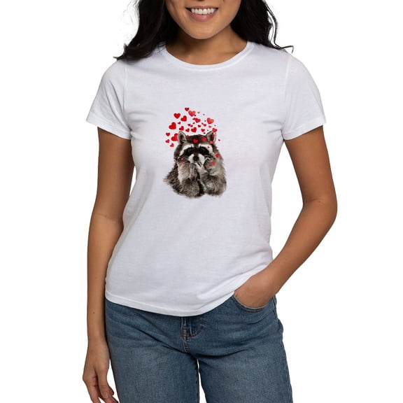 CafePress - Raccoon Blowing Kisses Cute Animal Love T Shirt - Women's Classic T-Shirt
