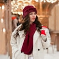thumbnail image 4 of Loritta winter hats for women Long Scarf Warmer Gloves Set Winter Accessories for Women Red, 4 of 5