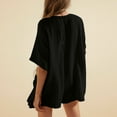 thumbnail image 6 of CheerKidz Womens Oversized Tee Romper V Neck Half Sleeve Beachwear Jumpsuit Pockets Casual Shorts(Black,2XL), 6 of 9