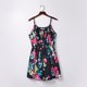 thumbnail image 3 of Gibobby Mono Ajustado de Verano Mono corto floral sin mangas para mujer, ropa de salón, mono con bolsillos sueltos de una pieza(Negro， XL), 3 of 5