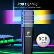 TONOR RGB USB Microphone, Cardioid Condenser Computer PC Mic with Tripod Stand, Pop Filter, TC30S