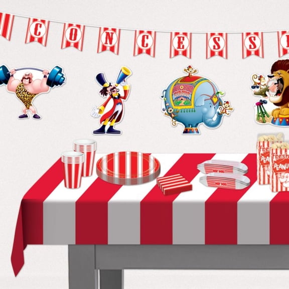 Beistle Striped Disposable Tablecloth - 108'' - Pack of 12 - Red and White