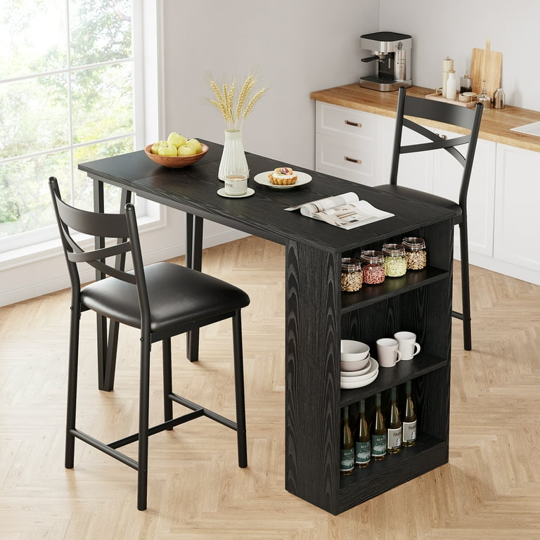 Danolapsi Dining Table Set for 2 Kitchen Bar Table and Chairs for 2 with Upholstered Chairs Expandable Counter Height Dinner Table Kitchen Bar Table